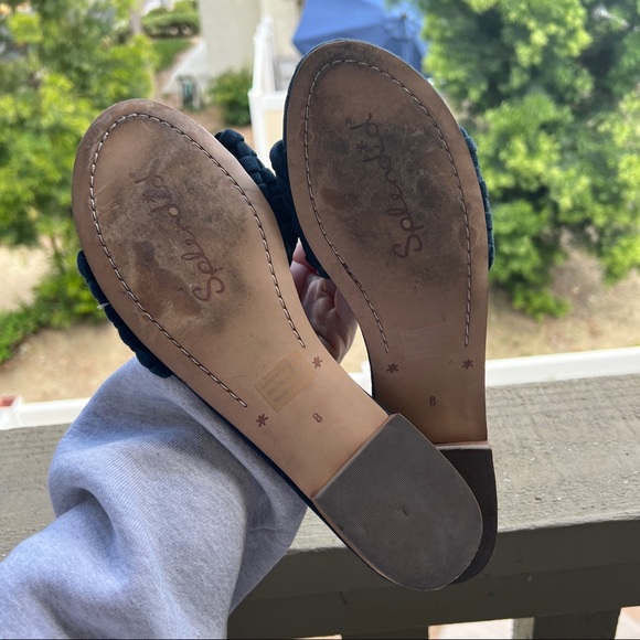 Splendid Suede Blue Slide Woven Sandals Slides - Picture 3 of 5